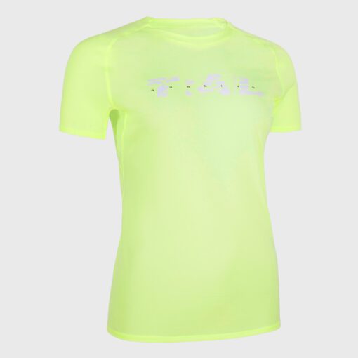 Funkčné a priedušné trailové tričko s voľným strihom na beh na krátke či dlhé vzdialenosti (tréning alebo preteky).Dámske trailové tričko s krátkym rukávom limetka