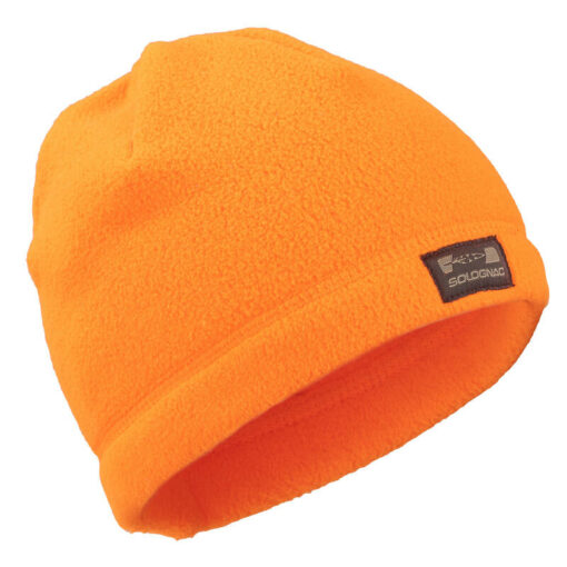 Oranžová fleecová čiapka umožňuje chrániť dieťa pred chladom. Vďaka fleecovej podšívke drží teplo a izoluje uši pred vetrom.