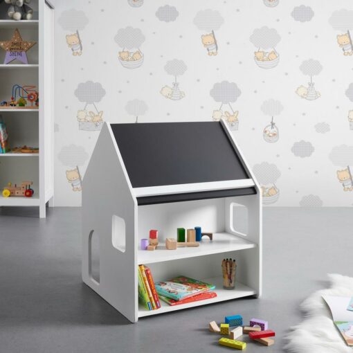 Tento tovar je k dispozícii IBA ONLINE. Tento domček na hranie bielej a tmavosivej farby prináša radosť do detskej izby. Je jednoduchý a stabilný