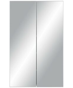 Zrkadlová skrinka v dekore perlovo biela s 2 zrkadlovými dverami a 4 vkladacími policami. Skrinka má bezúchytkové otváranie.Š/V/H: cca 60/95/15 cm