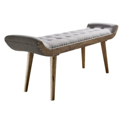Tento výrobok je k dispozícii IBA ONLINE. Táto atraktívna lavica kombinuje klasiku s aktuálnym trendom - využíva vysoko kvalitné materiály z pravého dreva a tkané textílie. Klasické a moderné dizajnové prvky sa tu dopĺňajú tým najlepším možným spôsobom! Lavička z masívneho dreva zaujme čalúneným sedadlom sivej farby
