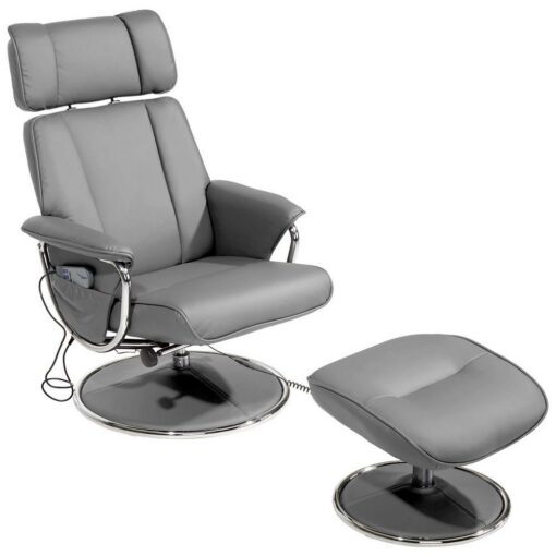 Pohodlné televízne kreslo v sivej koženke Vás zaujme mnohými funkciami a prinesie Vám maximálny komfort vo Vašej obývacej izbe. Televízne kreslo s rozmermi 77/107/86cm Š/V/H má masážnu funkciu